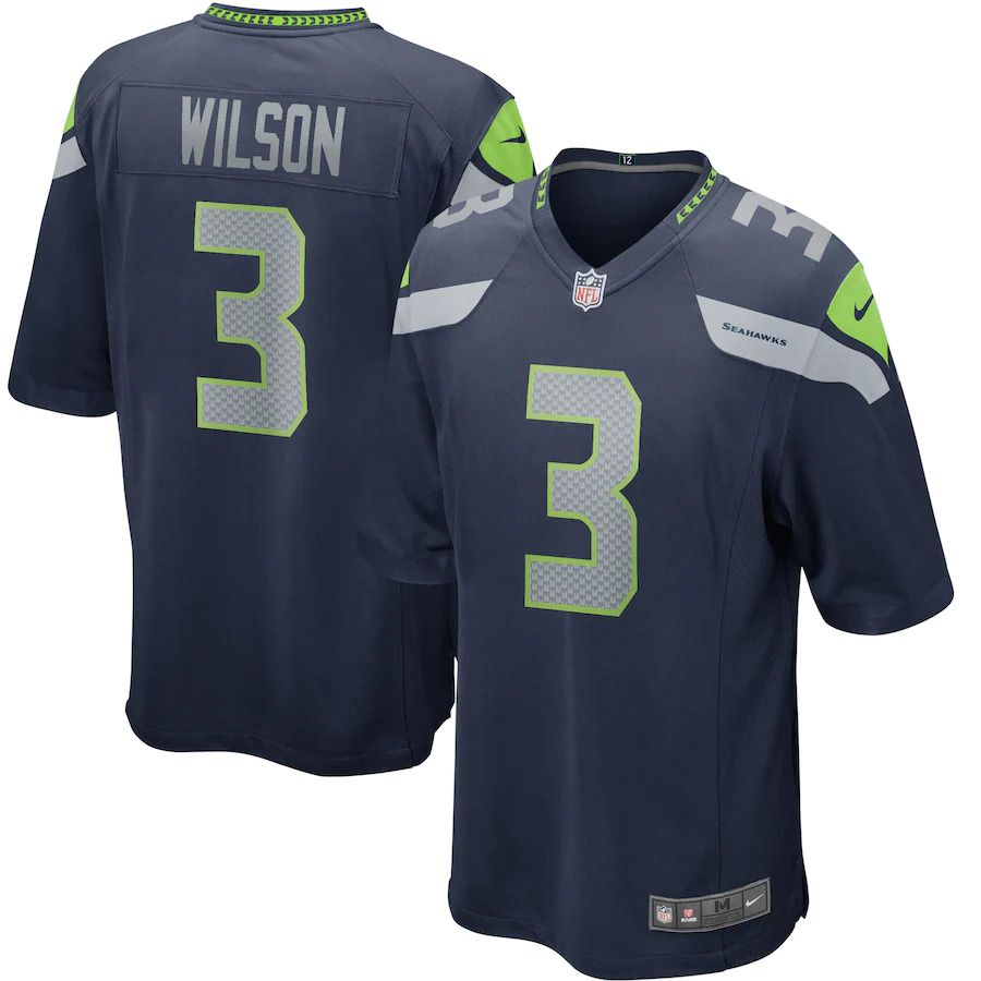 Men Seattle Seahawks #3 Russell Wilson Nike Navy Game Player NFL Jersey